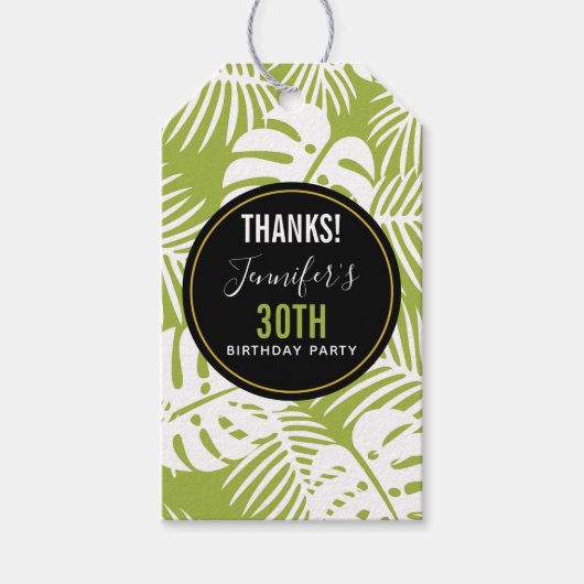 Groene palm laat Oerwoud Pattern Birthday Bedankt Cadeaulabel (Voorkant)