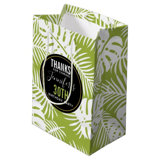 Groene palm laat Oerwoud Pattern Birthday Bedankt Medium Cadeauzakje (Achterkant Gekanteld)