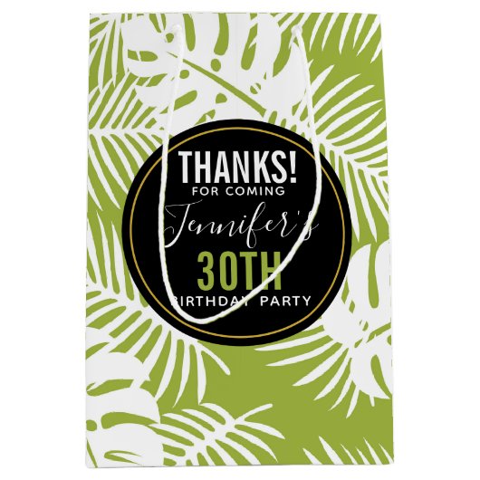 Groene palm laat Oerwoud Pattern Birthday Bedankt Medium Cadeauzakje (Voorkant)