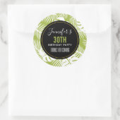 Groene palm laat Oerwoud Pattern Birthday Bedankt Ronde Sticker (Tas)