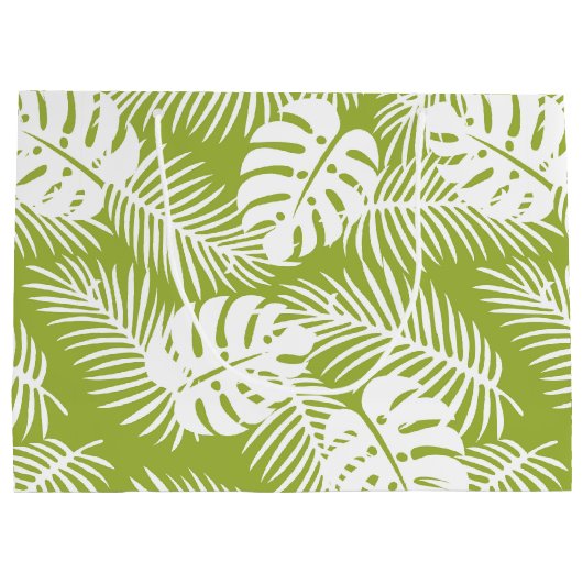 Groene palm laat regenwoud patroon eenvoudig groot cadeauzakje (Achterkant)
