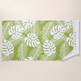 Groene palm laat regenwoud patroon gepersonaliseer strandlaken