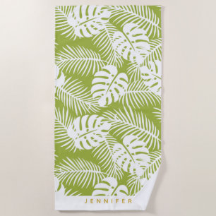 Groene palm laat regenwoud patroon gepersonaliseer strandlaken