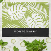 Groene palm laat regenwoud patroon gepersonaliseer theedoek (Gevouwen)