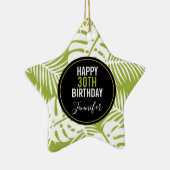 Groene palm laat regenwoud Patroondag Keramisch Ornament (Rechts)