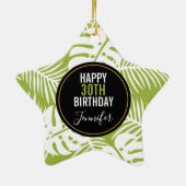 Groene palm laat regenwoud Patroondag Keramisch Ornament (Achterkant)