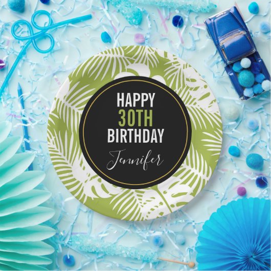 Groene palm laat regenwoud Patroondag Papieren Bordje (Feest)