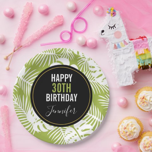 Groene palm laat regenwoud Patroondag Papieren Bordje (Feest)