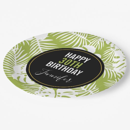 Groene palm laat regenwoud Patroondag Papieren Bordje (Gekanteld)