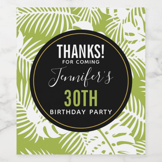 Groene palm laat regenwoud Patroondag Wijn Etiket (Enkel label)