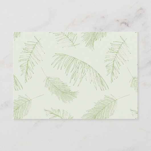 Groene palm laat tropische bruiloft liggen informatiekaartje (Achterkant)