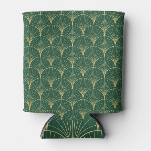 Groene Palm Leaf Art Deco Blikjeskoeler (Voorkant)