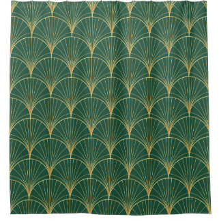 Groene Palm Leaf Art Deco Douchegordijn