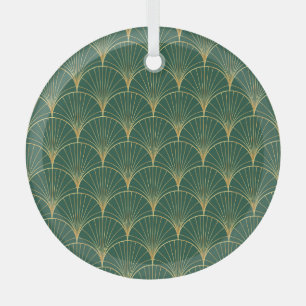 Groene Palm Leaf Art Deco Glas Ornament