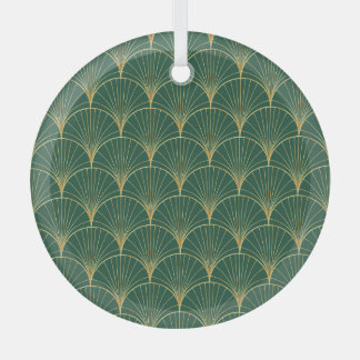 Groene Palm Leaf Art Deco Glas Ornament