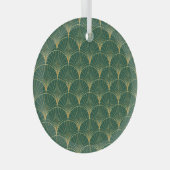 Groene Palm Leaf Art Deco Glas Ornament (Voorkant Rechts)