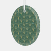 Groene Palm Leaf Art Deco Glas Ornament (Voorkant links)