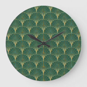 Groene Palm Leaf Art Deco Grote Klok