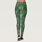 Groene Palm Leaf Art Deco Leggings (Achterkant)
