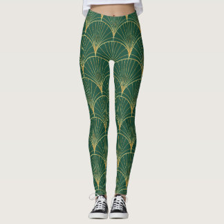 Groene Palm Leaf Art Deco Leggings
