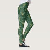 Groene Palm Leaf Art Deco Leggings (Rechts)