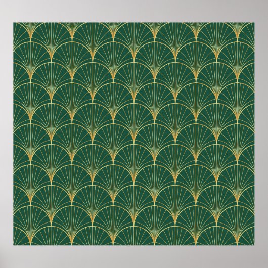 Groene Palm Leaf Art Deco Poster (Voorkant)
