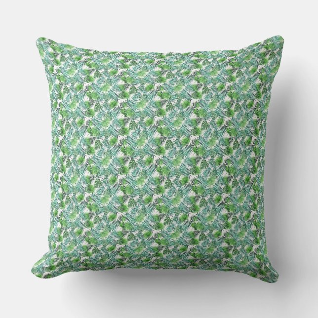 Groene palm Leaf Tropical Island Pattern Pillow Buitenkussen (Voorkant)