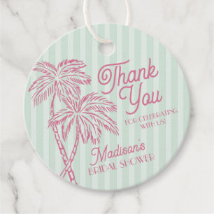 Groene Palm Lente Pastel Strand Bruidsdiner Bedankjes Labels