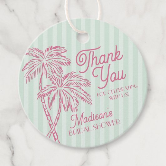 Groene Palm Lente Pastel Strand Bruidsdiner Bedankjes Labels (Voorkant)