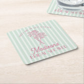 Groene Palm Lente Pastel Strand Bruidsdiner Kartonnen Onderzetters (Schuin)