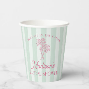 Groene Palm Lente Pastel Strand Bruidsdouche Papieren Bekers