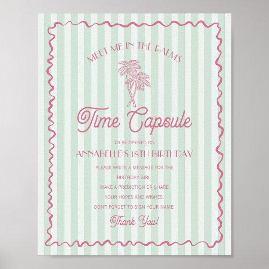 Groene Palm Springs Pastel Beach Time Capsule Poster (Voorkant)