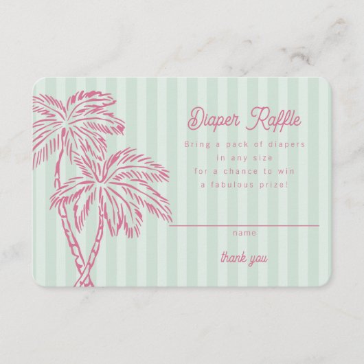 Groene Palm Springs Pastel Luier Raffle Insert Informatiekaartje (Voorkant)