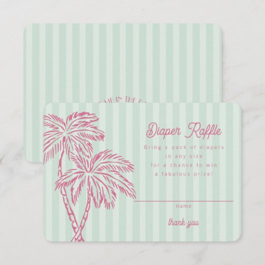 Groene Palm Springs Pastel Luier Raffle Insert Informatiekaartje (Voorkant / Achterkant)