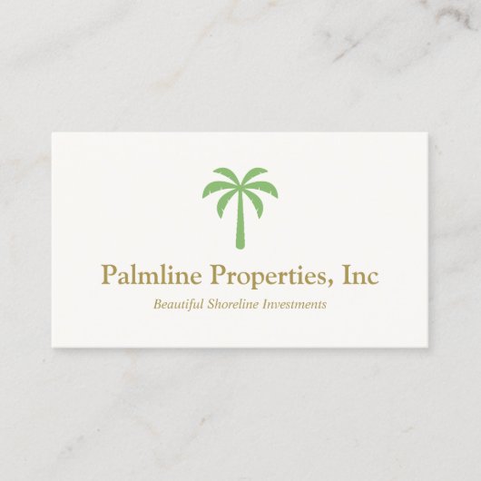 Groene Palm Tree Beach Front Vastgoed Contactkaartje (Voorkant)