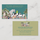 Groene Palm Tree Boerderij Dier Kat Hond Vogel Hui Visitekaartje (Voorkant / Achterkant)