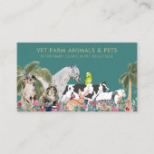 Groene Palm Tree Boerderij Dier Kat Hond Vogel Hui Visitekaartje (Voorkant)