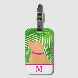 Groene Palm Tree Island Black Dog Bagagelabel