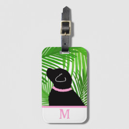 Groene Palm Tree Island Black Dog Bagagelabel