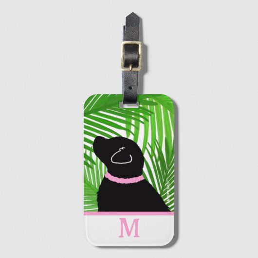 Groene Palm Tree Island Black Dog Bagagelabel (Voorkant (verticaal))