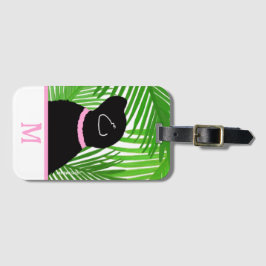 Groene Palm Tree Island Black Dog Bagagelabel