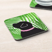 Groene Palm Tree Island Black Dog Onderzetter Set (Linkerzijde)