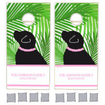 Groene Palm Tree Island Zwart Lab Cornhole Set
