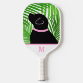 Groene Palm Tree Island Zwarte Hond Pickleball Pad Paddle (Voorkant)