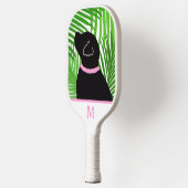 Groene Palm Tree Island Zwarte Hond Pickleball Pad Paddle (Links)
