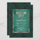 Groene Palm Tree Leaf Zwart Roos Gouden Brunch Bub Kaart (Voorkant / Achterkant)