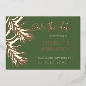 Groene palm trekt rond de dag waarop de datum word folie uitnodiging (Voorkant)