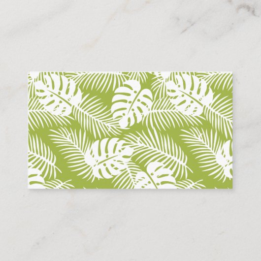 Groene palm verlaat regenwoud bruiloft website visitekaartje (Achterkant)