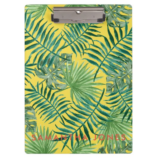 Groene palm verliet trendy klassieke moderne klembord (Voorkant)