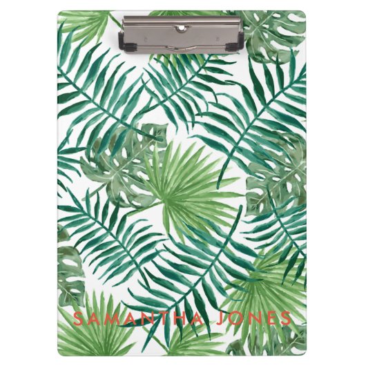 Groene palm verliet trendy klassieke moderne klembord (Voorkant)